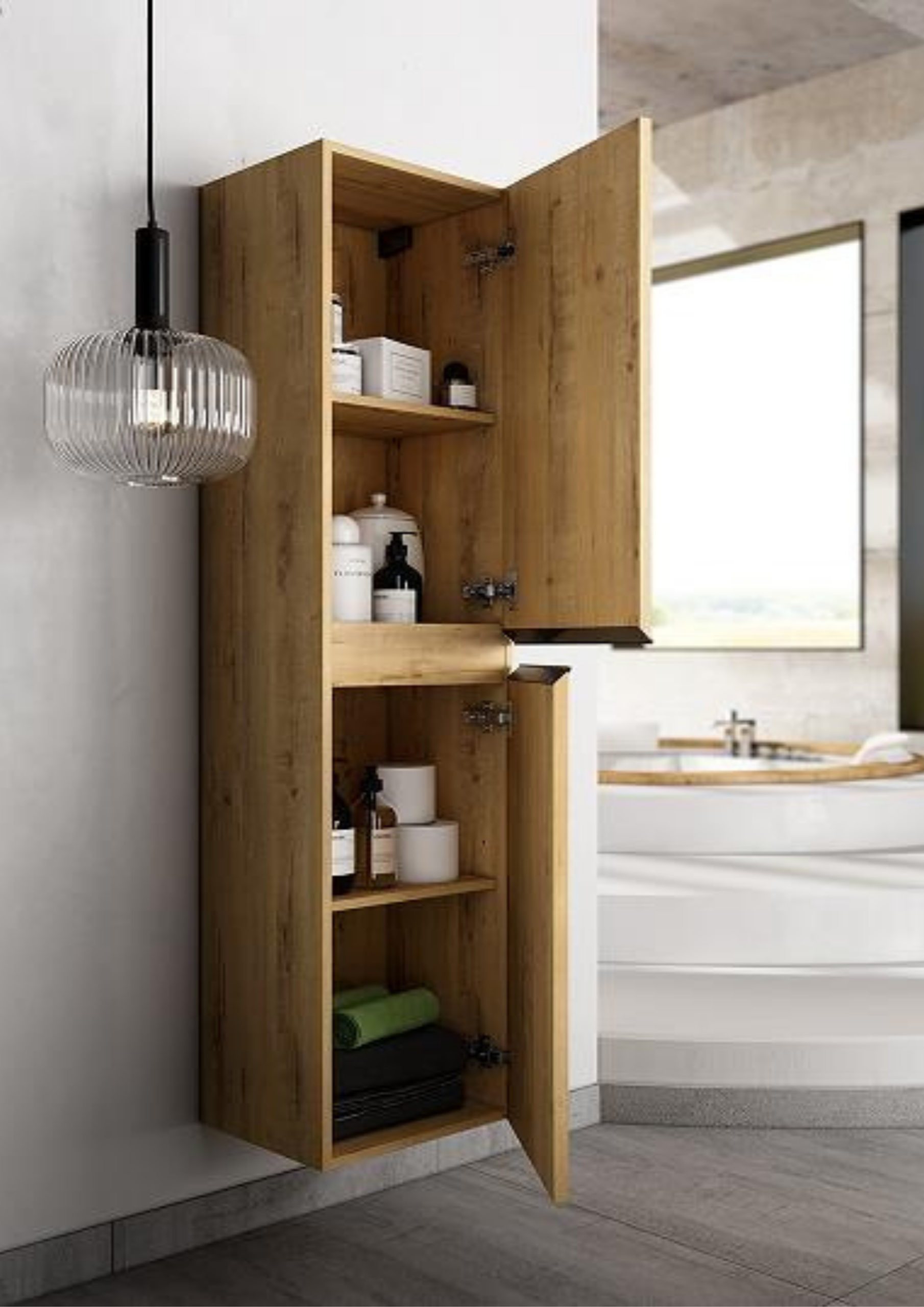 BLACK INGLET ROBLE OSTIPPO WALL HUNG COLUMN CABINET 350x310x150MM