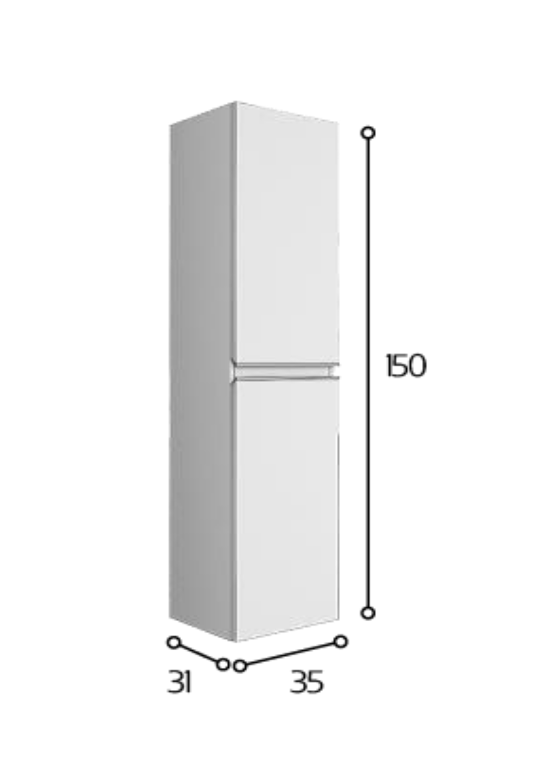 BLACK INGLET ROBLE OSTIPPO WALL HUNG COLUMN CABINET 350x310x150MM