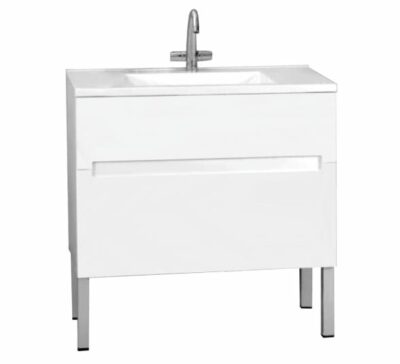 MILOS GLOSSY WHITE FLOOR STANDING CABINET WITH BASIN 900x460x850MM