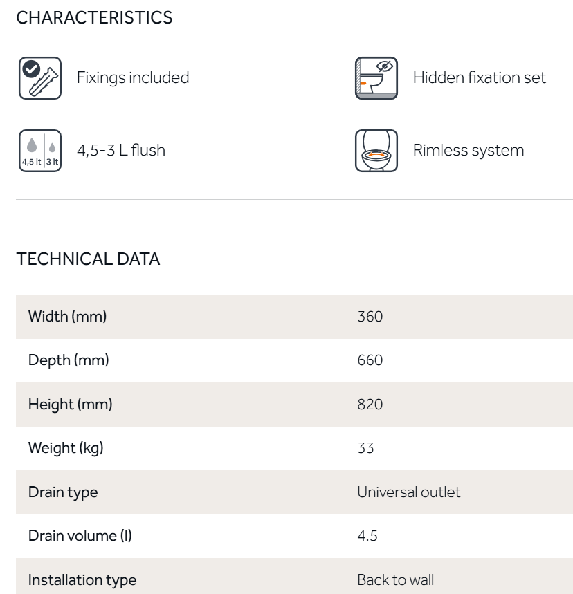 MIRTO UNIVERSAL BACK TO WALL TOILET