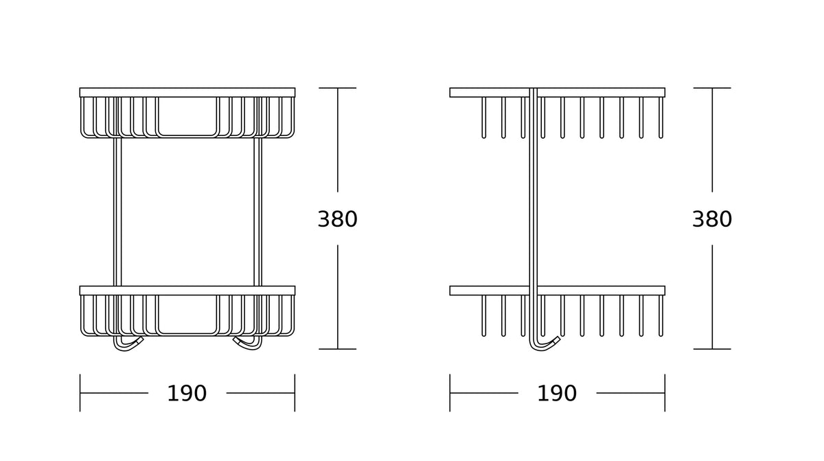DOUBLE CORNER BASKET 190X190X380MM
