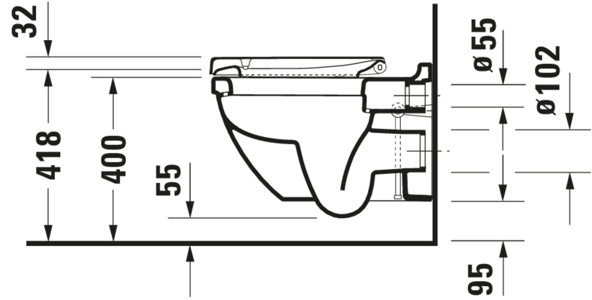 Duravit Starck 3 Toilet seat — Default Title — Technical drawing