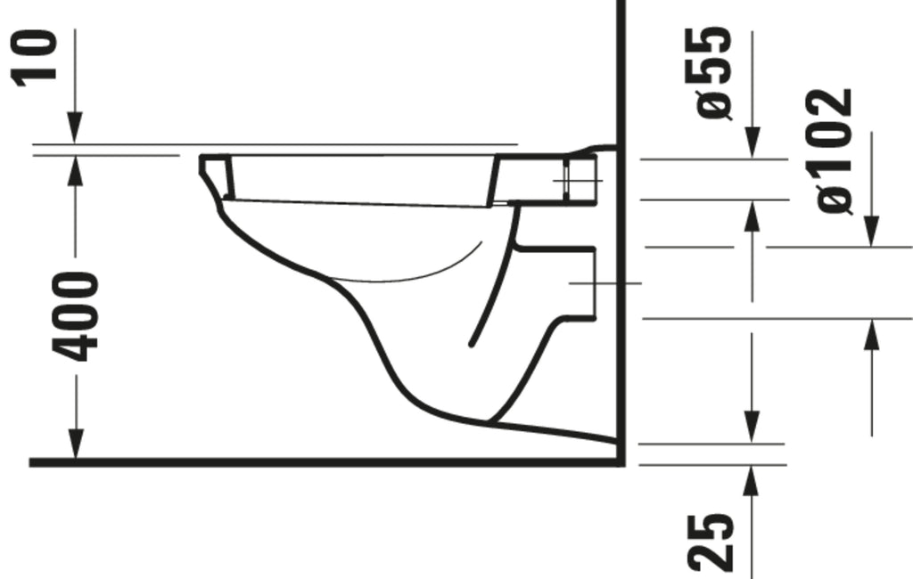 Duravit D-Code Wall-mounted toilet Basic — Default Title — Technical drawing