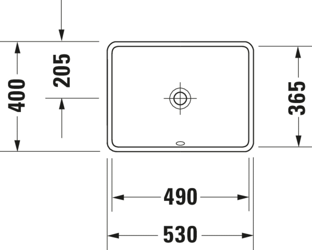 Duravit Starck 3 Undercounter built-in basin — Default Title — Technical drawing