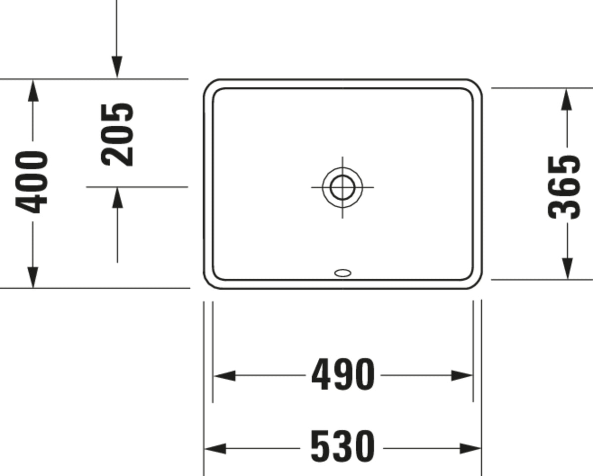 Duravit Starck 3 Undercounter built-in basin — Default Title — Technical drawing