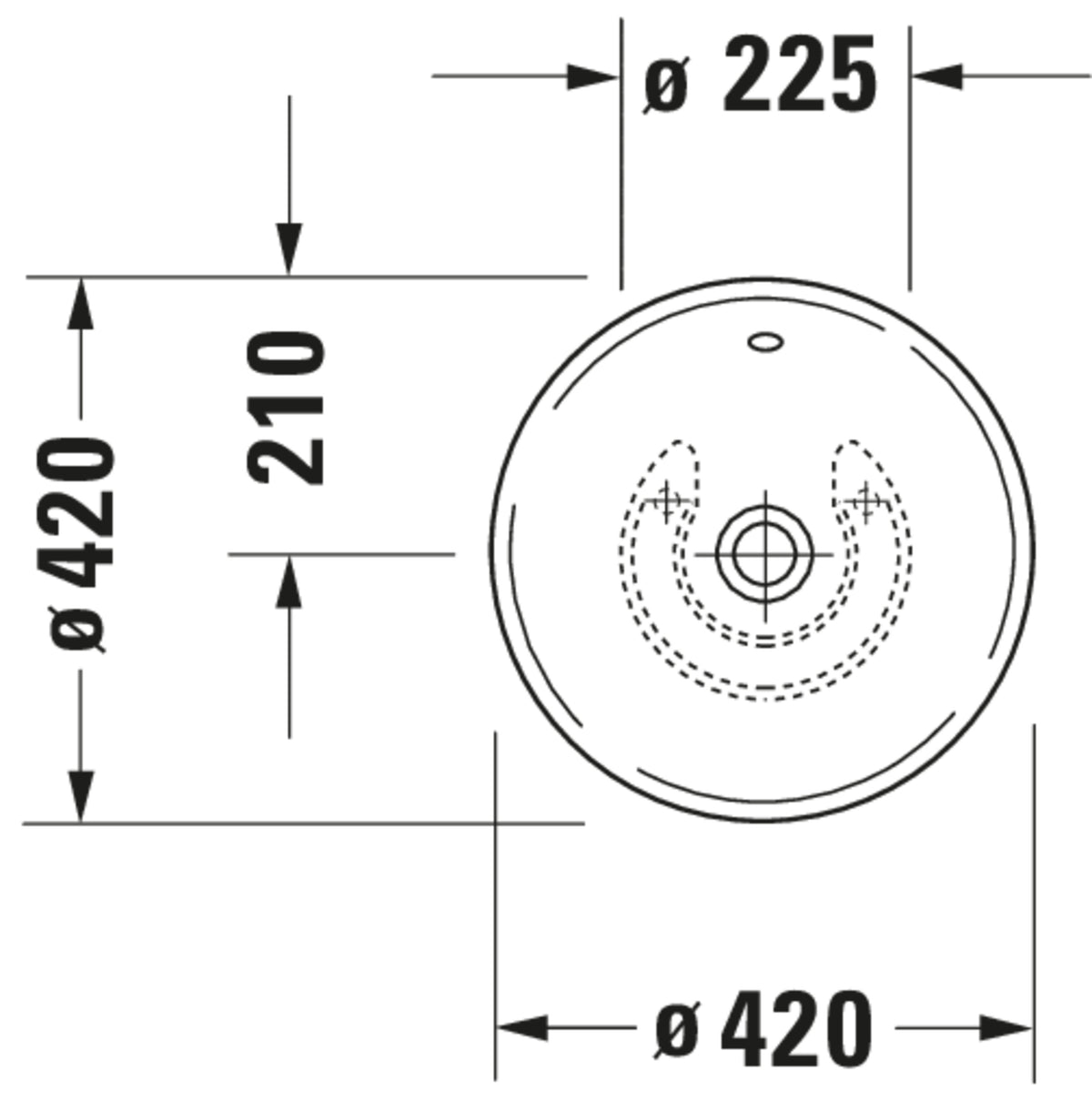 Duravit Design Classics Washbowl Bacino — Default Title — Technical drawing