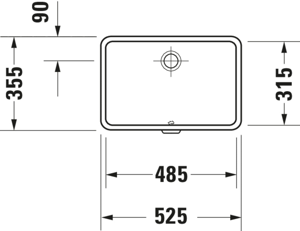 Duravit Vero Undercounter built-in basin — Default Title — Technical drawing