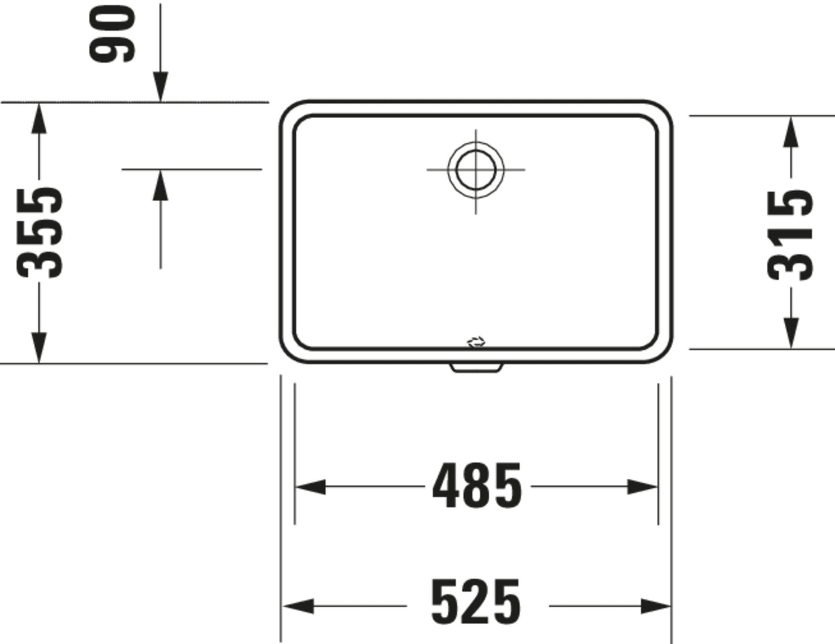 Duravit Vero Undercounter built-in basin — Default Title — Technical drawing