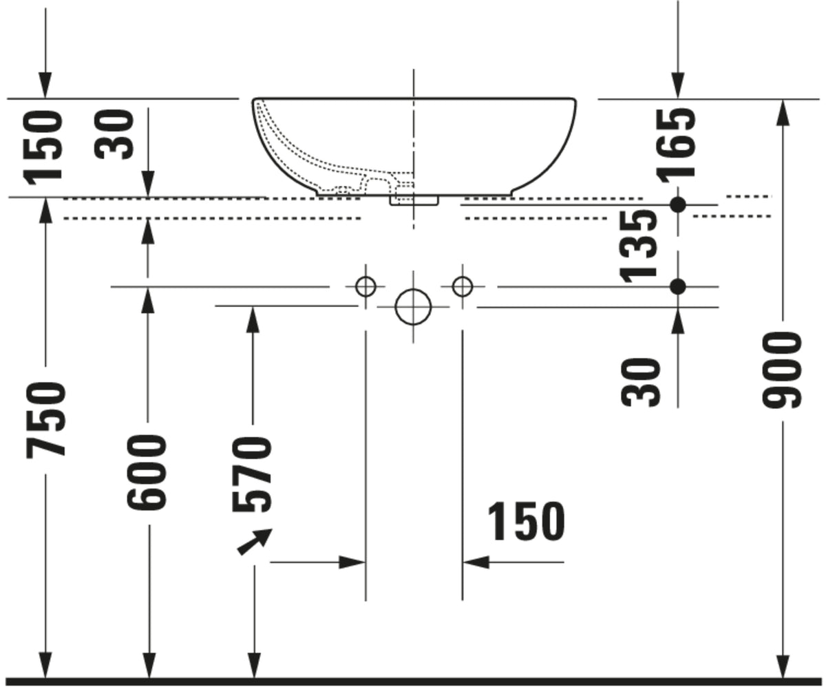 Duravit Design Classics Washbowl — Default Title — Technical drawing