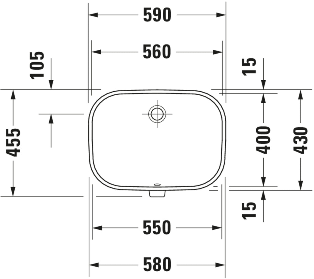 Duravit D-Code Undercounter built-in basin — Default Title — Technical drawing