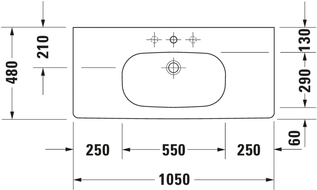 Duravit D-Code Washbasin — Default Title — Technical drawing