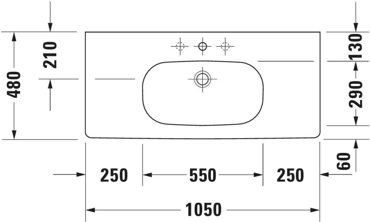 Duravit D-Code Washbasin — Default Title — Technical drawing