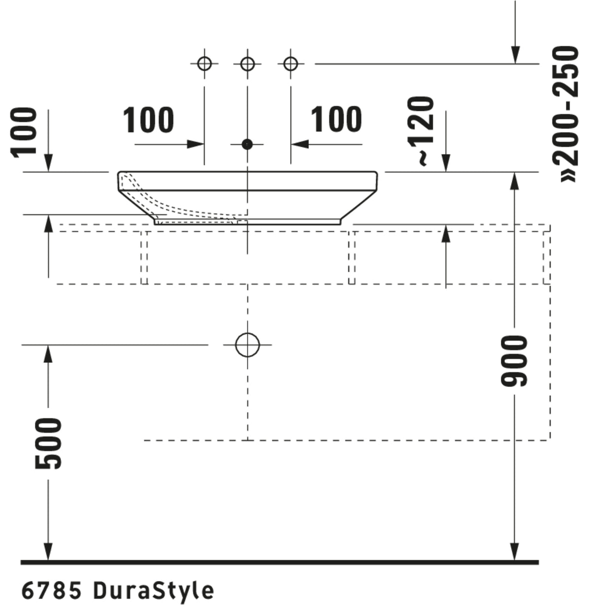 Duravit DuraStyle Washbowl — Default Title — Technical drawing