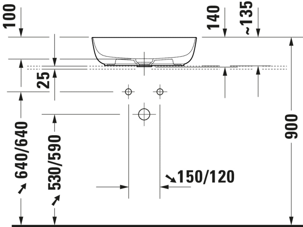 Duravit Luv Washbowl — Default Title — Technical drawing