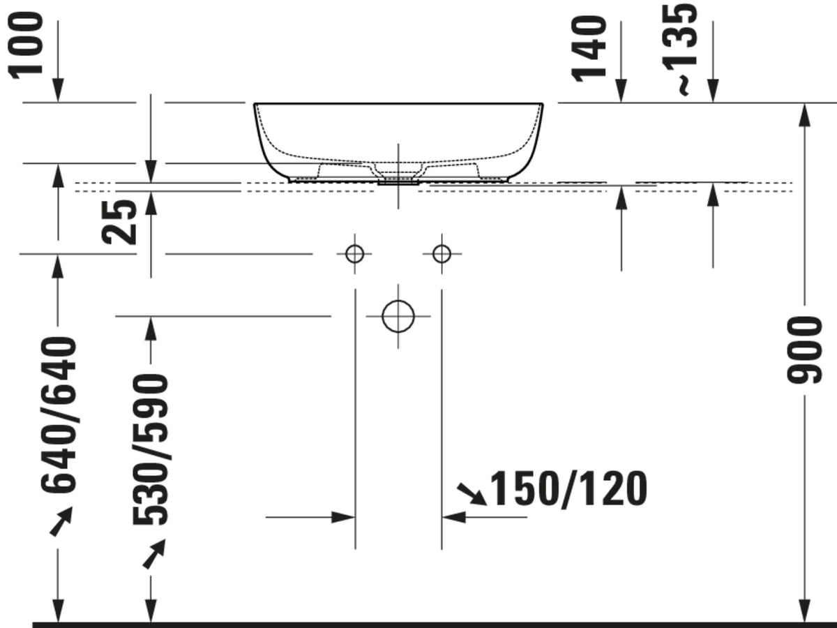 Duravit Luv Washbowl — Default Title — Technical drawing