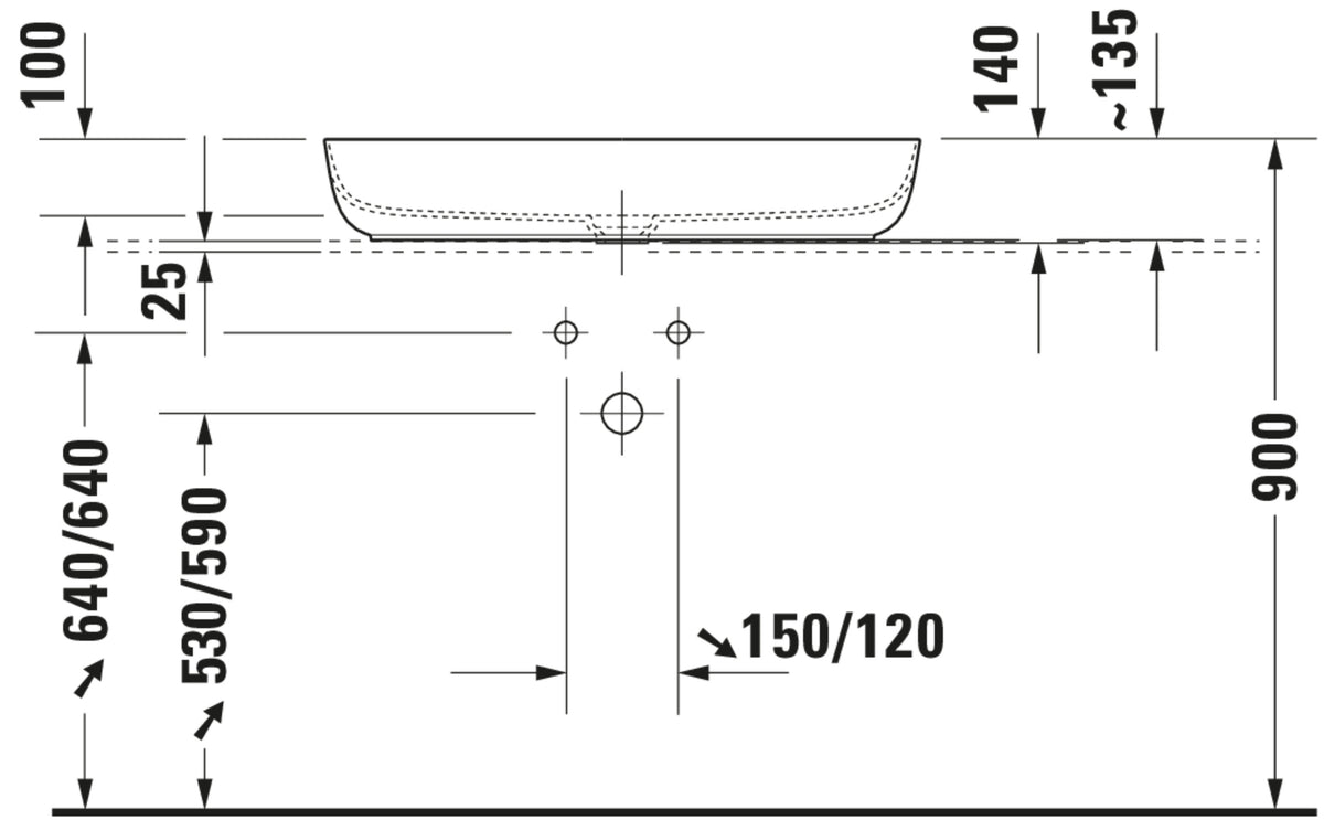 Duravit Luv Washbowl — Default Title — Technical drawing
