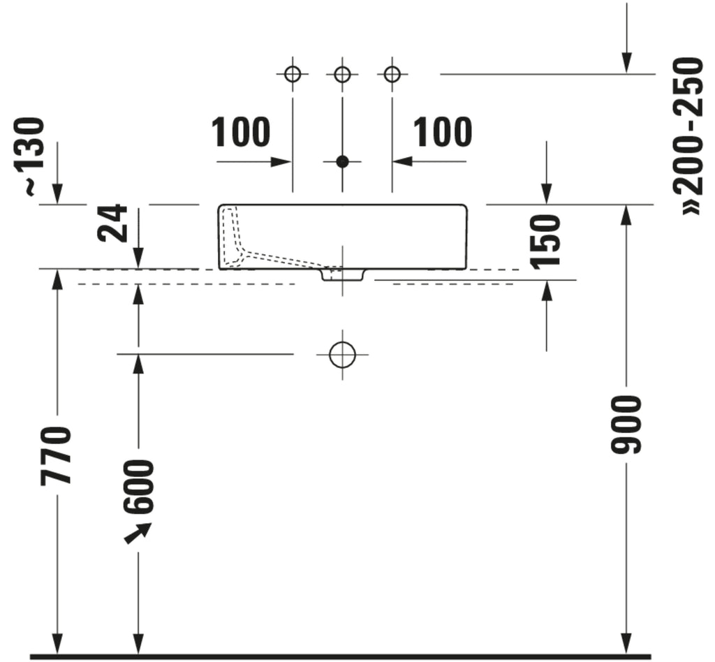 Duravit Vero Washbowl — Default Title — Technical drawing