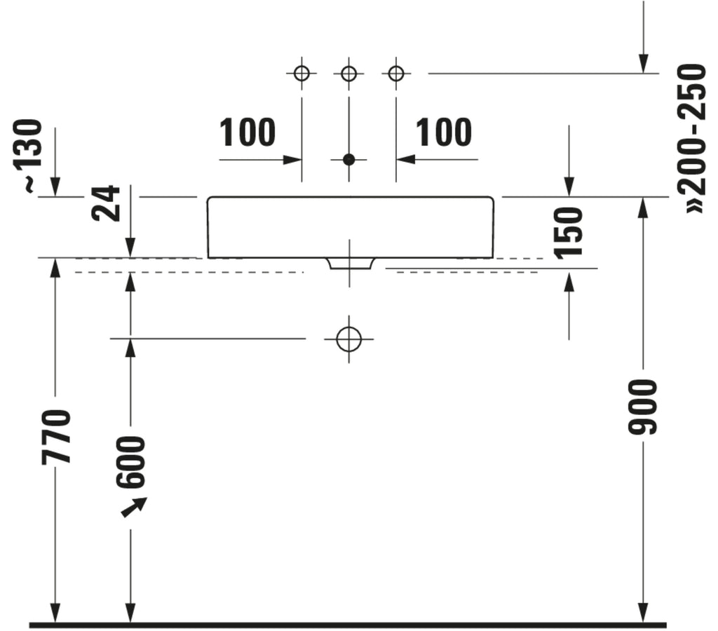 Duravit Vero Washbowl — Default Title — Technical drawing