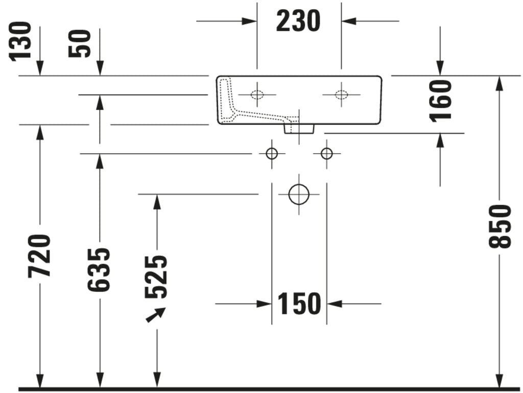 Duravit Vero Hand basin — Default Title — Technical drawing