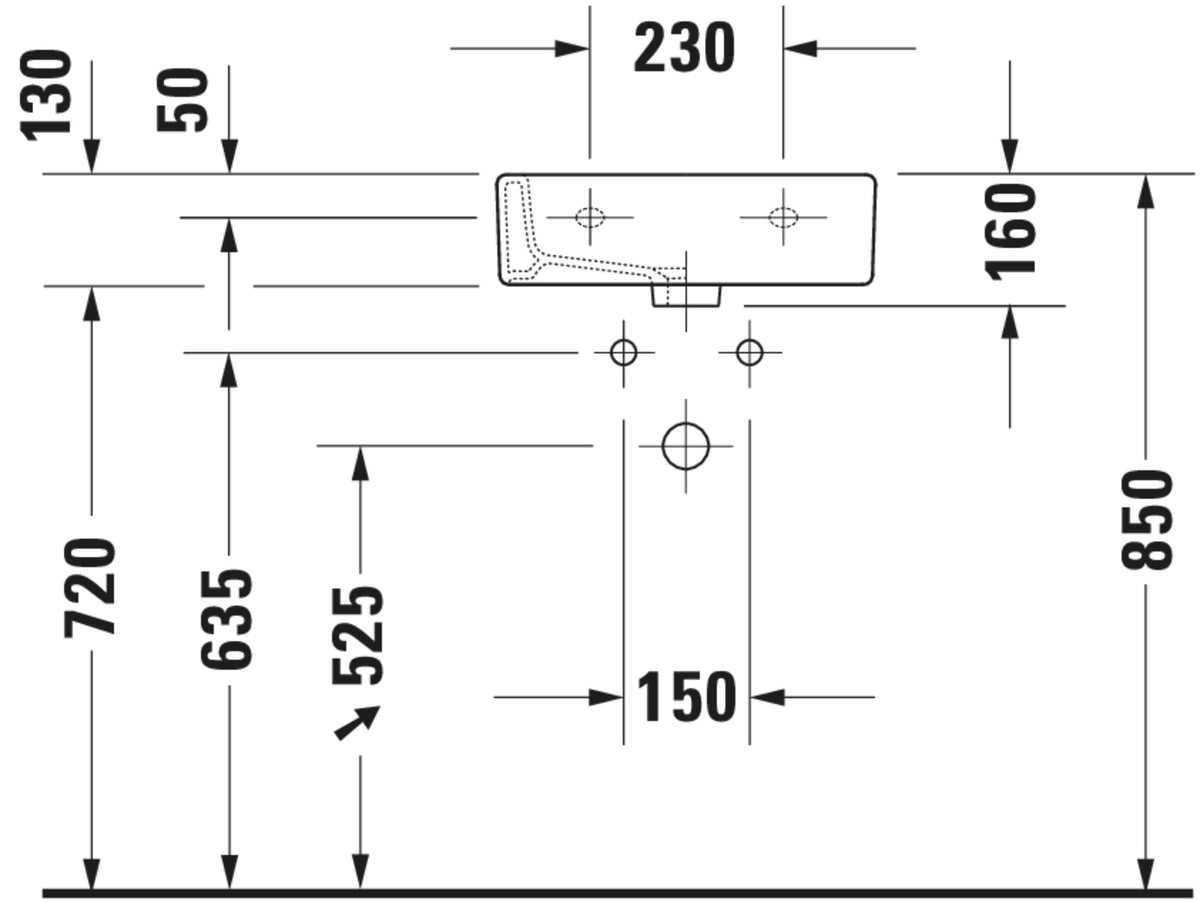 Duravit Vero Hand basin — Default Title — Technical drawing