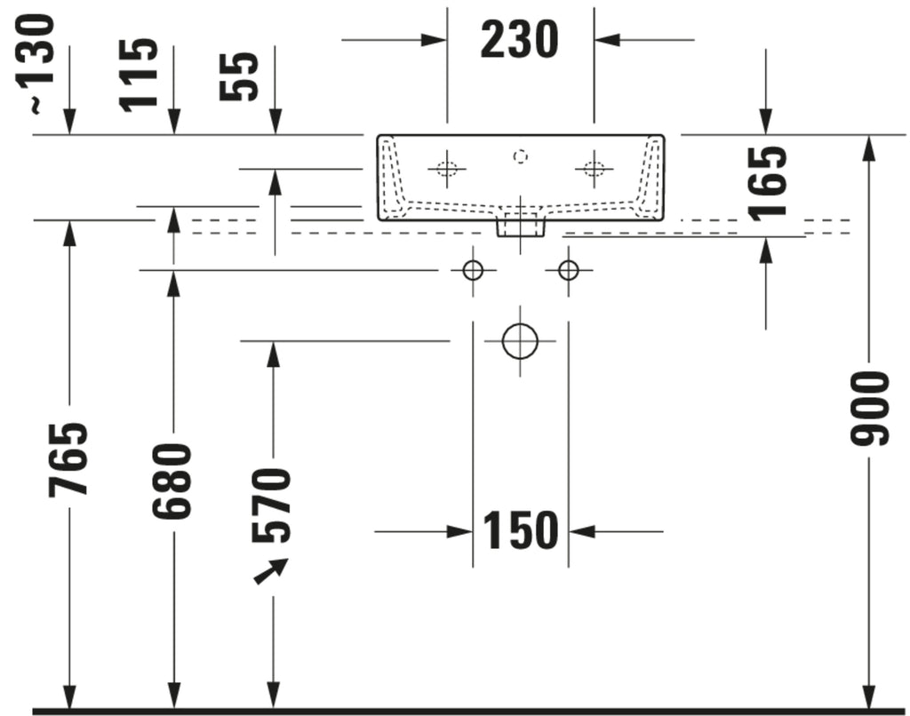 Duravit Vero Air Hand basin — Default Title — Technical drawing