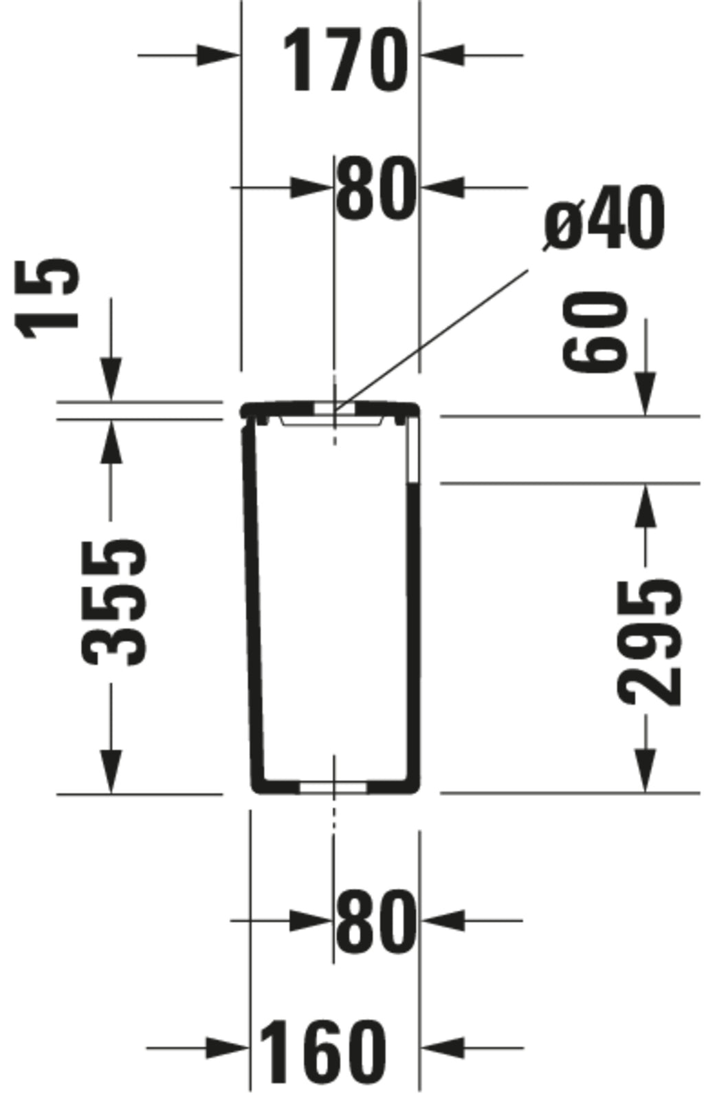 Duravit DuraStyle Cistern — Default Title — Technical drawing