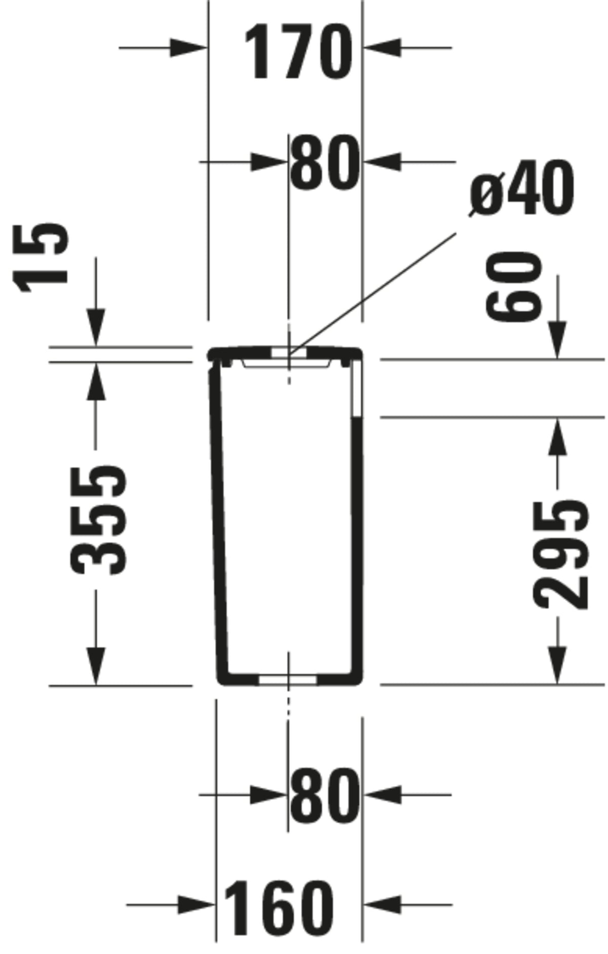 Duravit DuraStyle Cistern — Default Title — Technical drawing