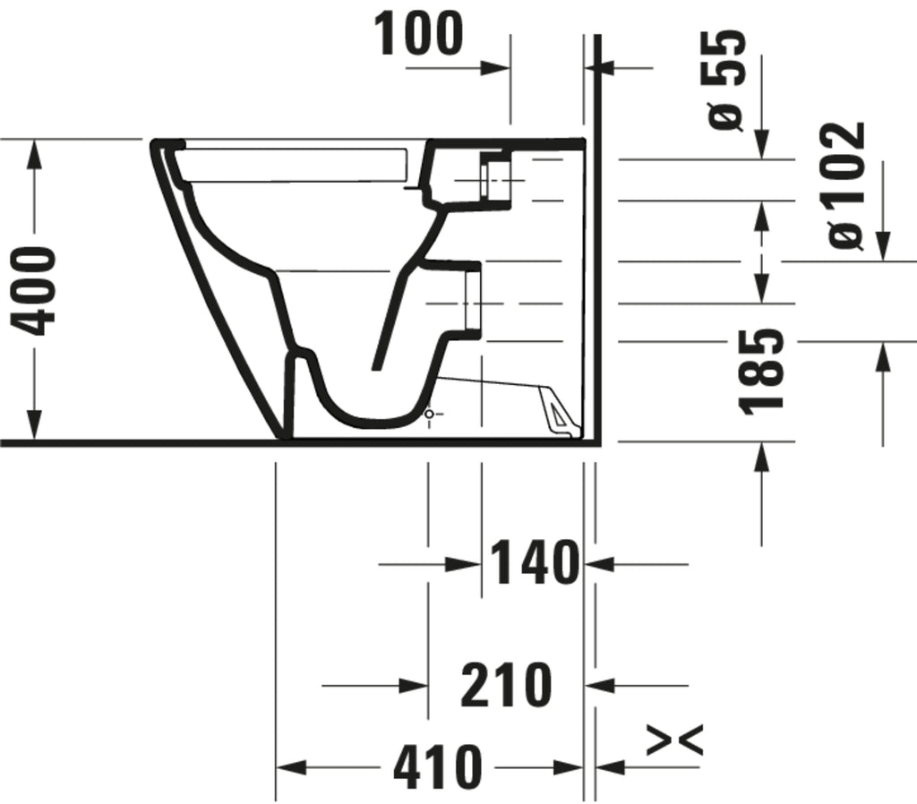 Duravit D-Neo Floorstanding toilet Rimless — Default Title — Technical drawing