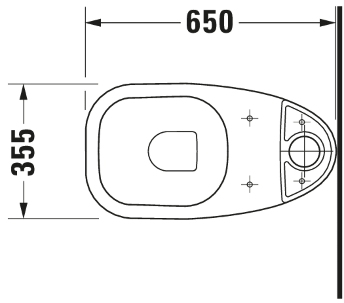 Duravit D-Code Toilet close-coupled — Default Title — Technical drawing