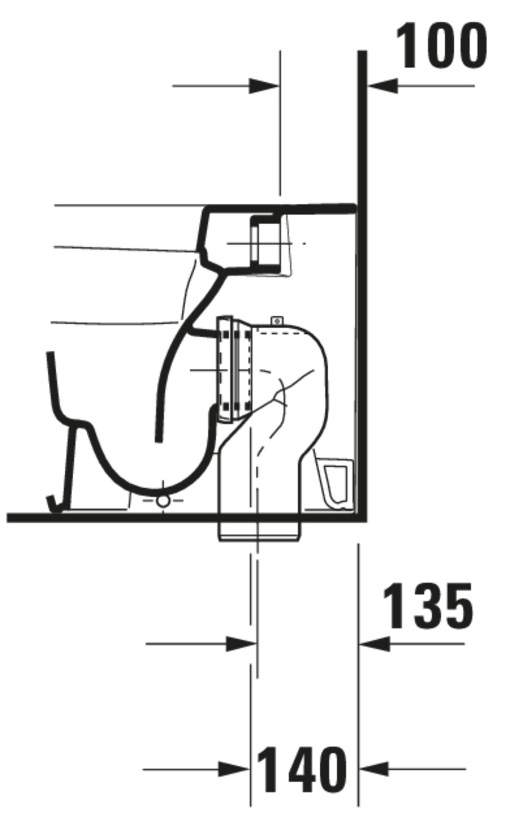 Duravit DuraStyle Floorstanding toilet — Default Title — Technical drawing