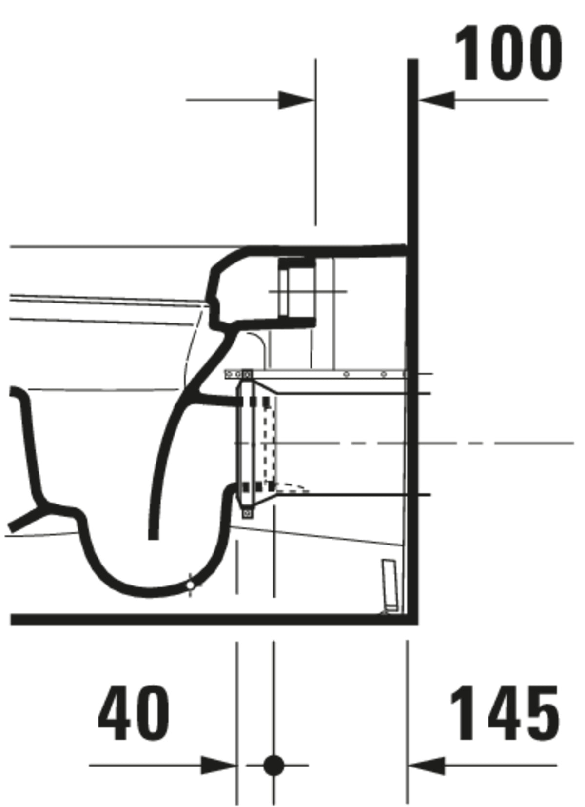 Duravit ME by Starck Floorstanding toilet — Default Title — Technical drawing
