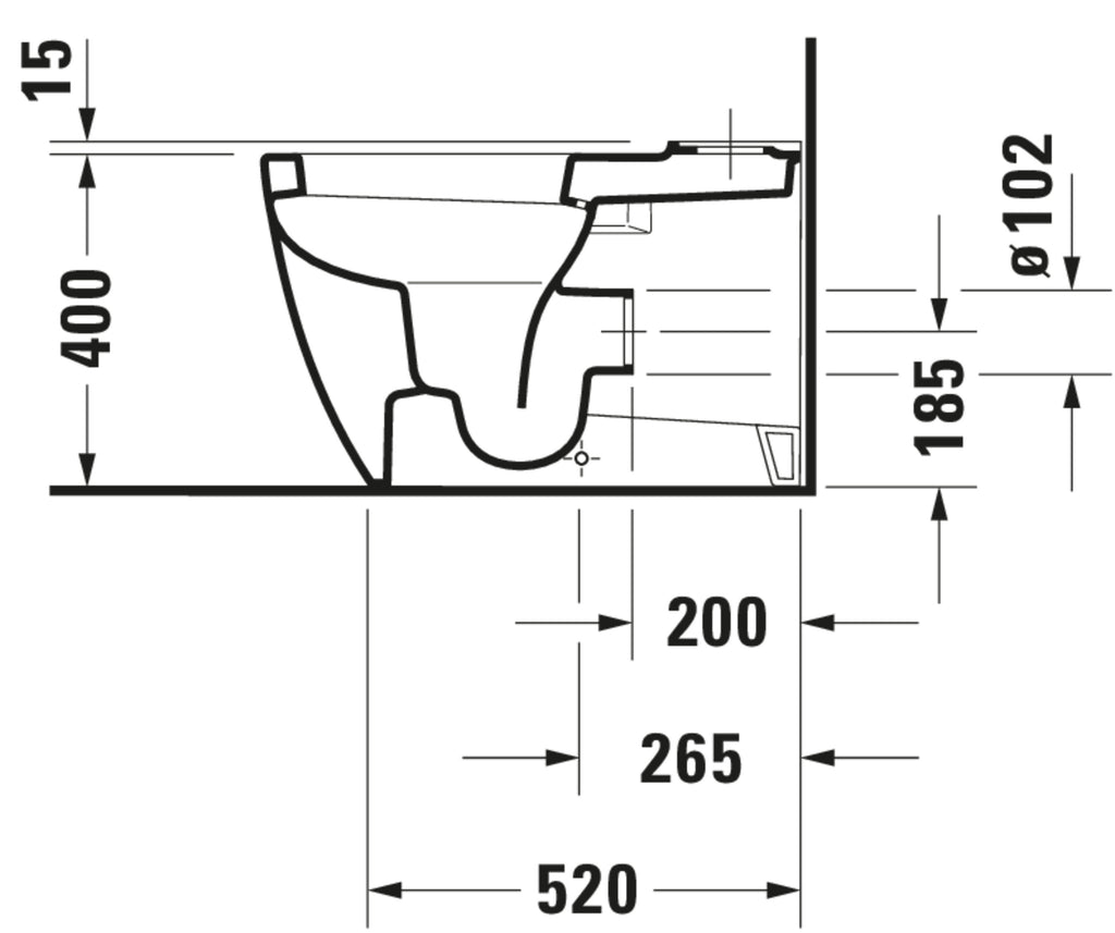 Duravit ME by Starck Toilet close-coupled — Default Title — Technical drawing