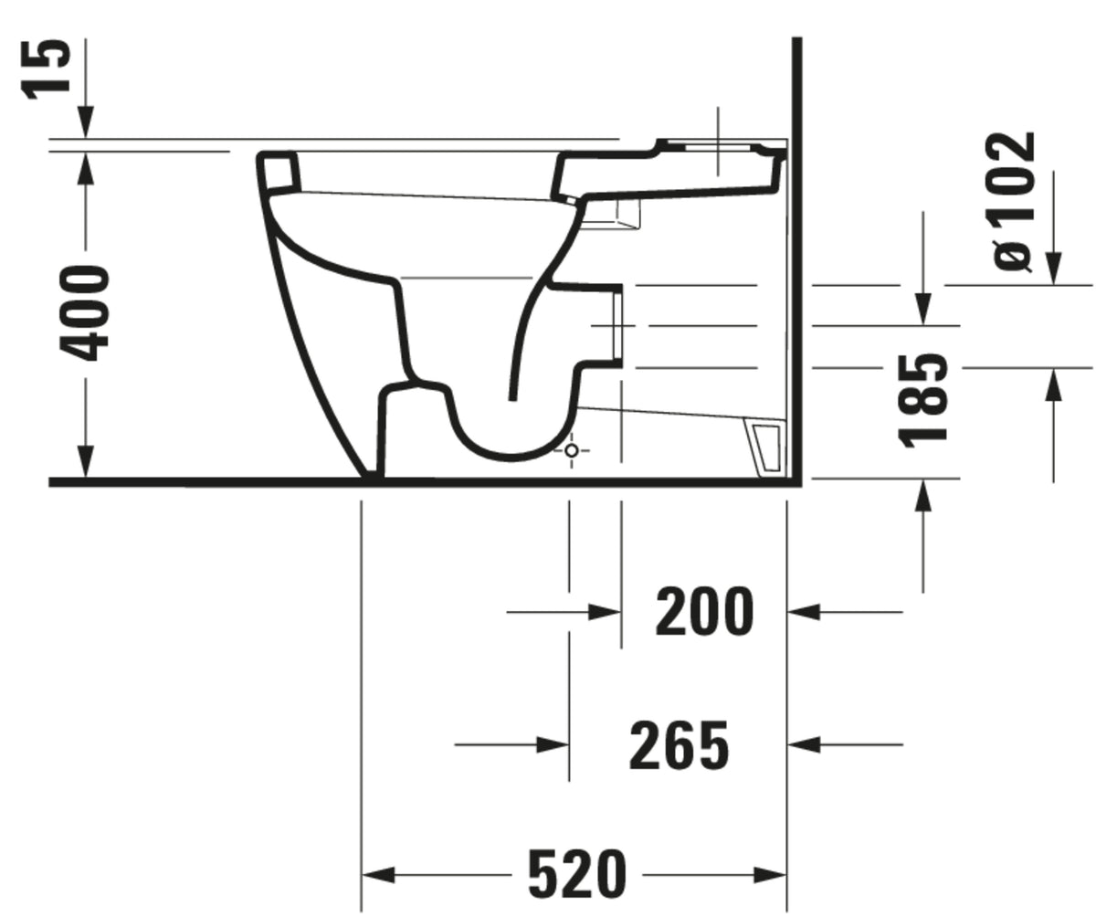 Duravit ME by Starck Toilet close-coupled — Default Title — Technical drawing