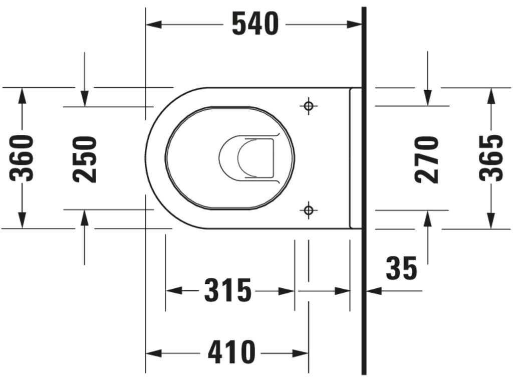 Duravit Starck 3 Wall-mounted toilet — Default Title — Technical drawing