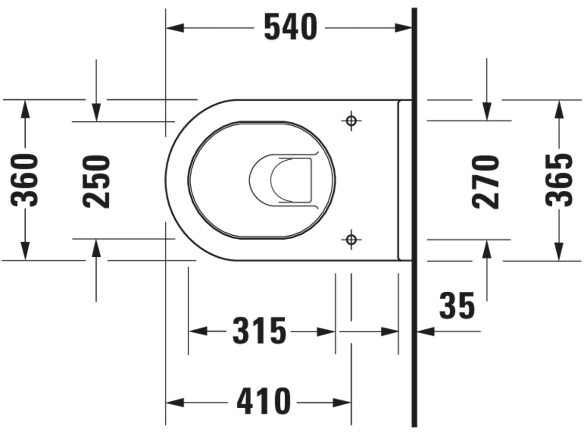 Duravit Starck 3 Wall-mounted toilet — Default Title — Technical drawing