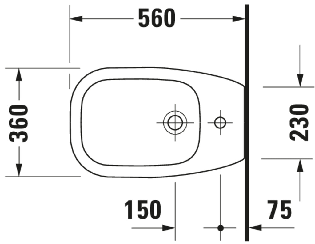Duravit D-Code Floorstanding bidet — Default Title — Technical drawing