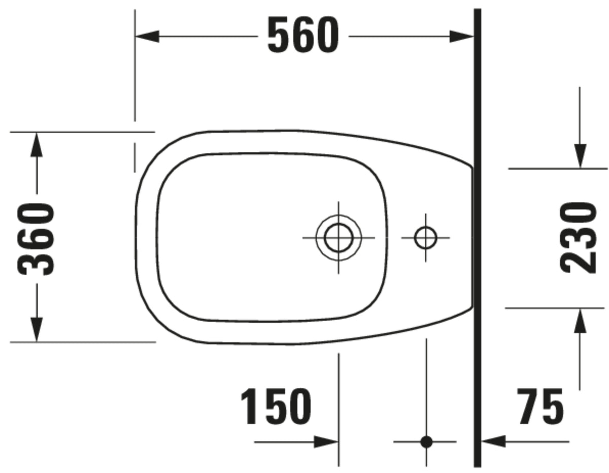 Duravit D-Code Floorstanding bidet — Default Title — Technical drawing