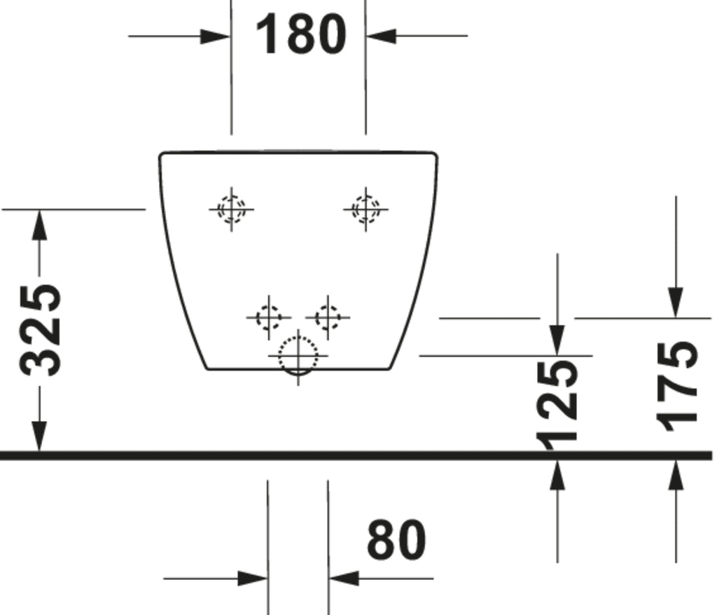 Duravit Happy D.2 Wall-mounted bidet — Default Title — Technical drawing