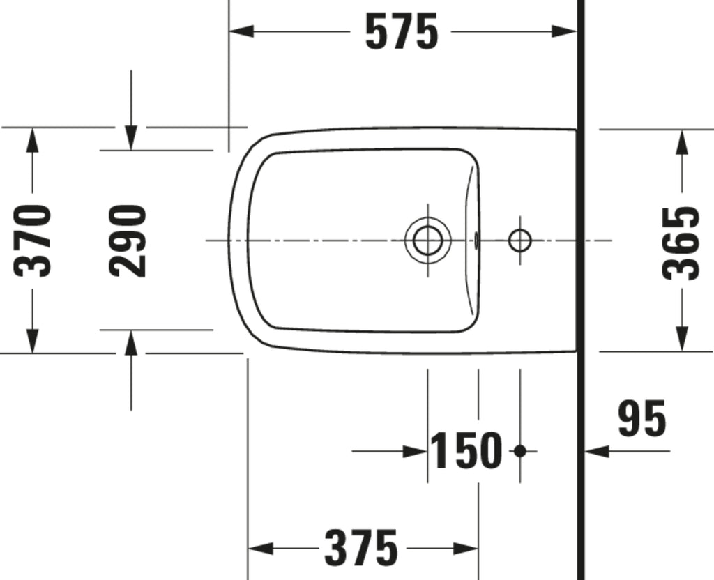 Duravit DuraStyle Floorstanding bidet — Default Title — Technical drawing
