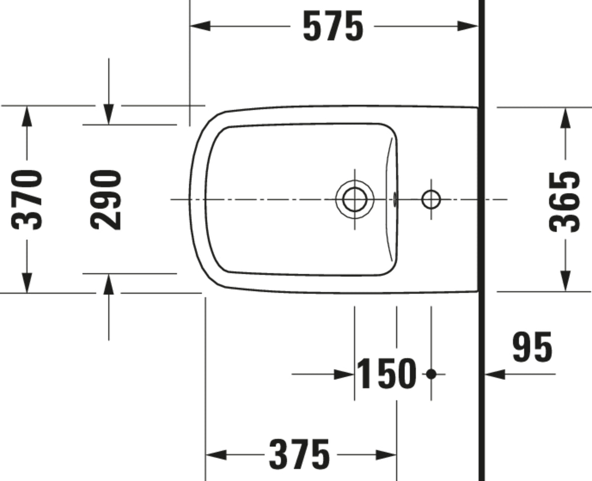 Duravit DuraStyle Floorstanding bidet — Default Title — Technical drawing