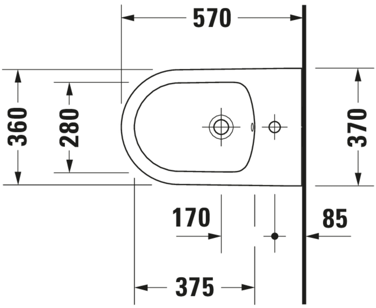 Duravit ME by Starck Wall-mounted bidet — Default Title — Technical drawing