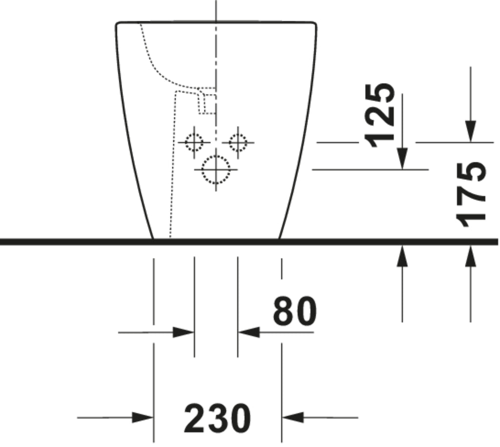 Duravit ME by Starck Floorstanding bidet — Default Title — Technical drawing