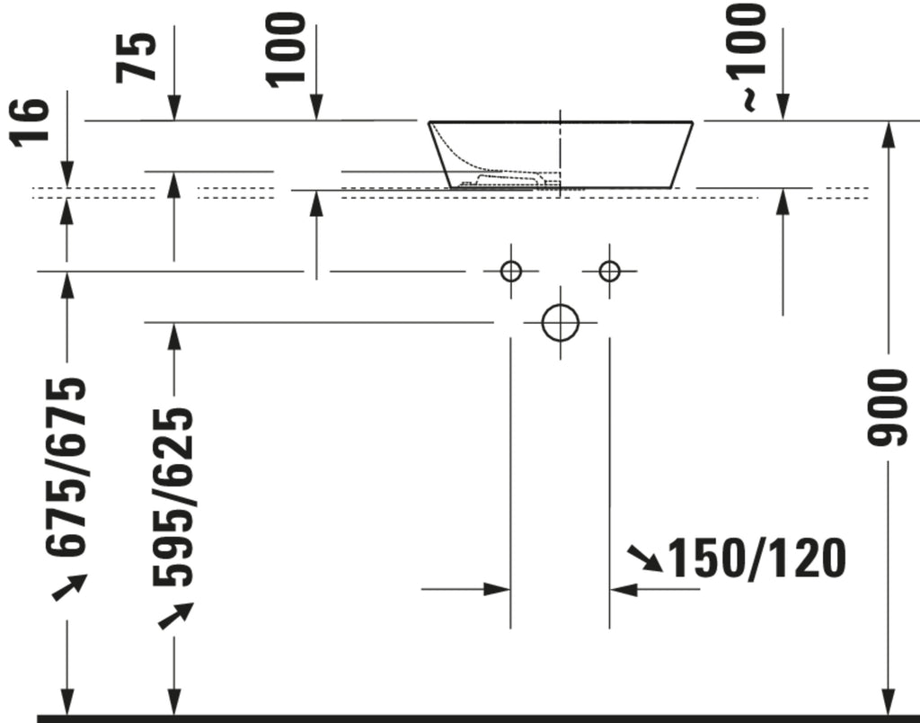 Duravit Cape Cod Washbowl — Default Title — Technical drawing