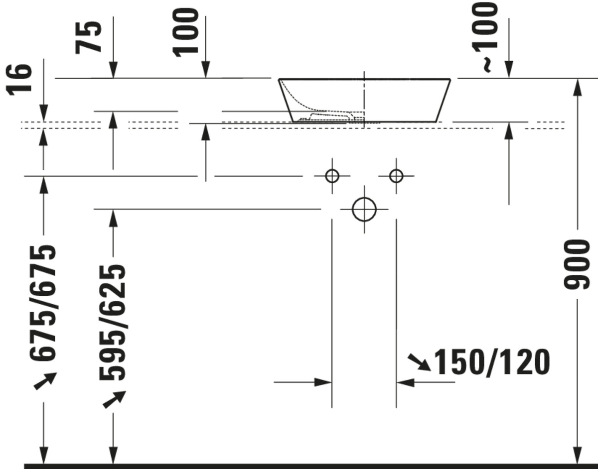 Duravit Cape Cod Washbowl — Default Title — Technical drawing