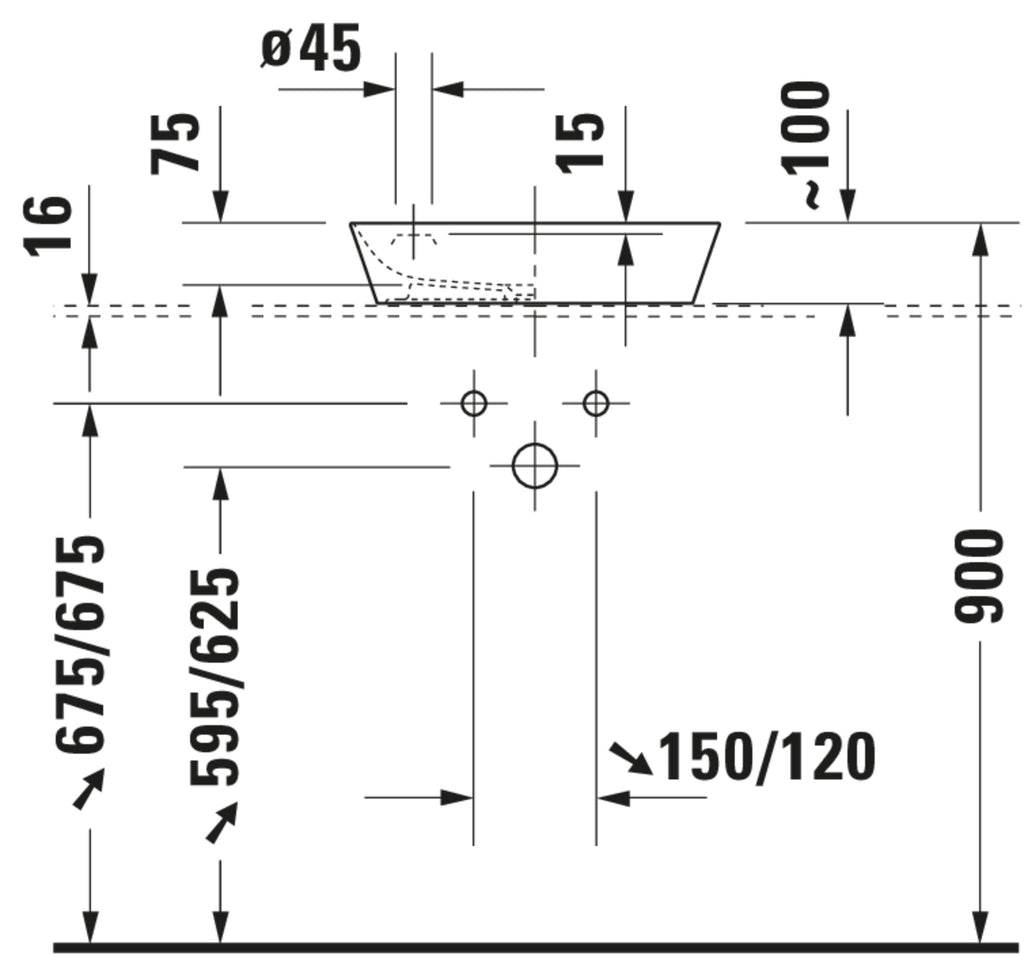 Duravit Cape Cod Washbowl — Default Title — Technical drawing