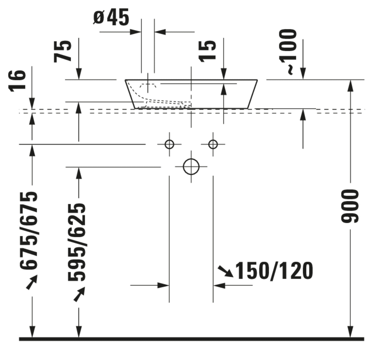 Duravit Cape Cod Washbowl — Default Title — Technical drawing