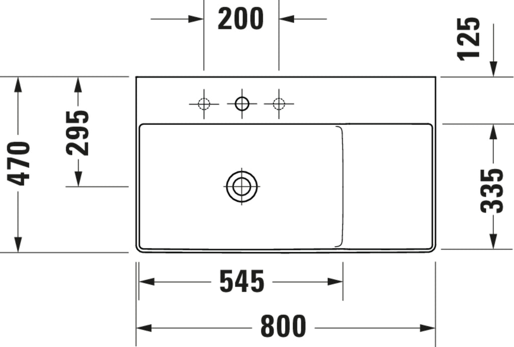 Duravit DuraSquare Washbasin — Default Title — Technical drawing