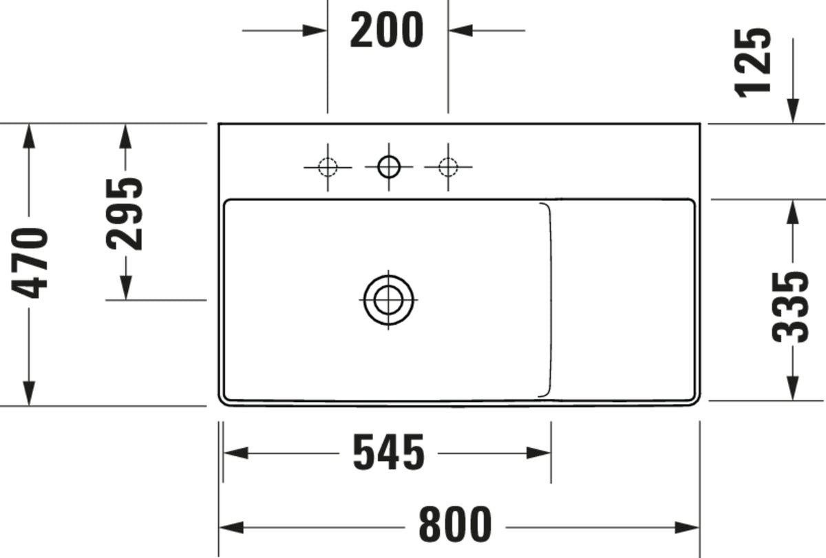 Duravit DuraSquare Washbasin — Default Title — Technical drawing