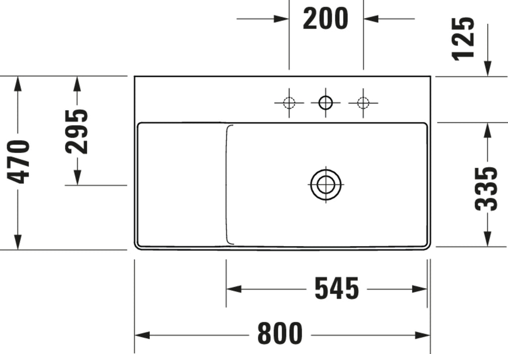 Duravit DuraSquare Washbasin — Ground base — Technical drawing