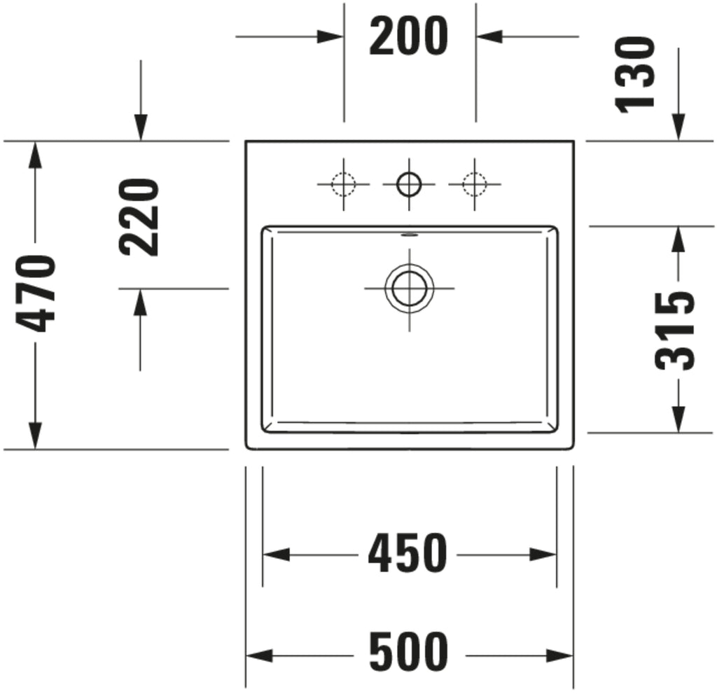 Duravit Vero Air Washbasin — Default Title — Technical drawing
